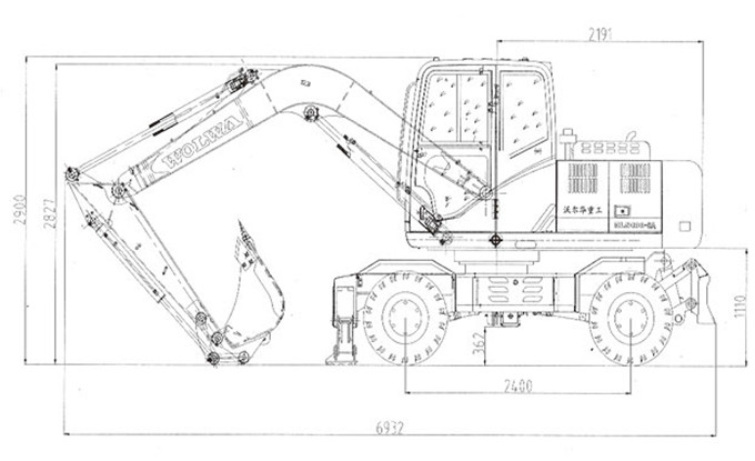 DLS100-9A 9.7噸輪式液壓挖掘機外形尺寸 DLS100-9A 9.7噸輪式液壓挖掘機外形尺寸