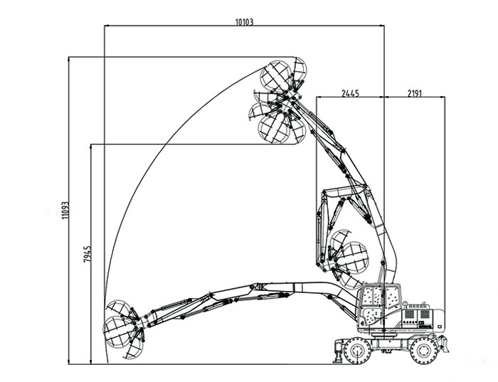 DLS118-9A輪式液壓堆垛機(jī)工作范圍 DLS118-9A輪式液壓堆垛機(jī)工作范圍